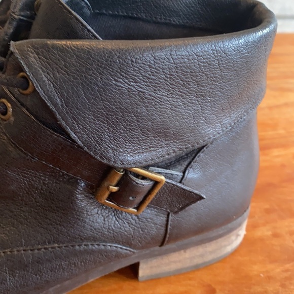 Steve Madden Stinger Fold Over Ankle Black Leather Boots - Picture 11 of 16